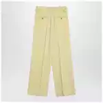 Ami Paris Wide lime-coloured wool trousers