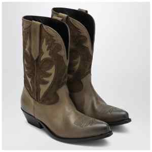Golden Goose Wish Star boots in khaki leather and suede