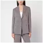 Golden Goose Light brown double-breasted jacket in chevron wool blend
