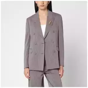 Golden Goose Light brown double-breasted jacket in chevron wool blend