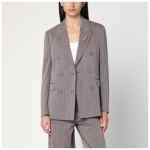 Golden Goose Light brown double-breasted jacket in chevron wool blend