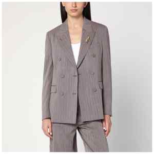 Golden Goose Light brown double-breasted jacket in chevron wool blend