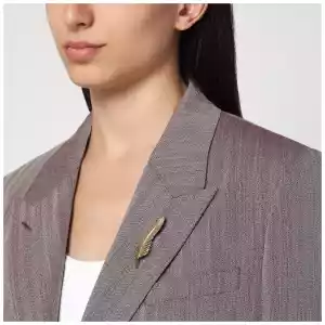 Golden Goose Light brown double-breasted jacket in chevron wool blend