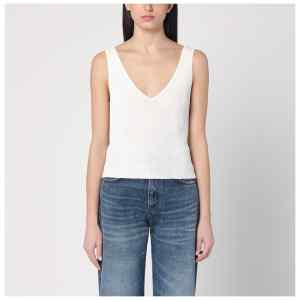 Golden Goose Ribbed ivory tank top