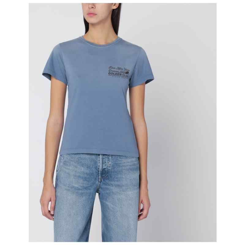 Golden Goose Faded blue T-shirt with print on the chest, theFeinheit