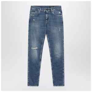 Dolce&Gabbana Faded-effect slim blue jeans