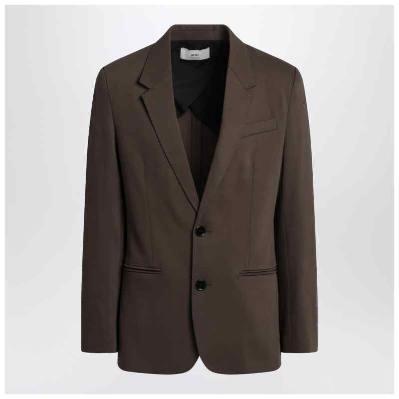 Ami Paris Single-breasted olive black wool jacket, theFeinheit