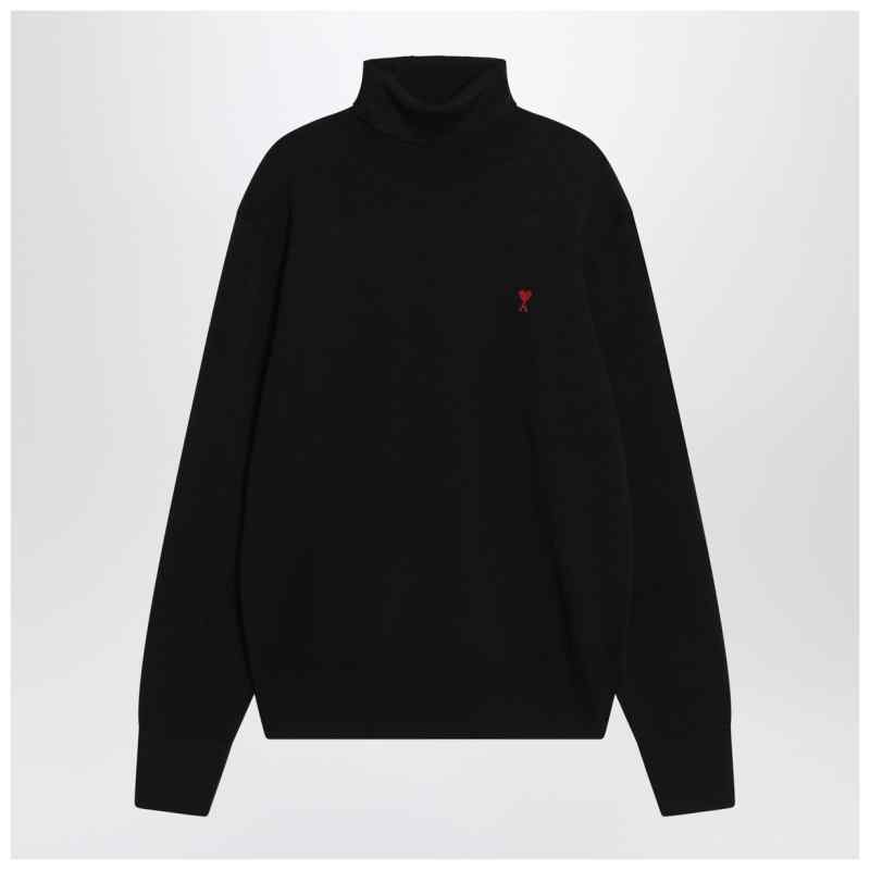 Ami Paris Black turtleneck sweater Ami De Coeur, theFeinheit