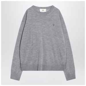 Ami Paris Gray Ami De Coeur sweater in wool and silk
