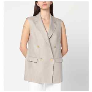 Tagliatore Beige double-breasted linen vest