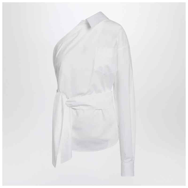 Moschino One-shoulder white shirt with sash, theFeinheit