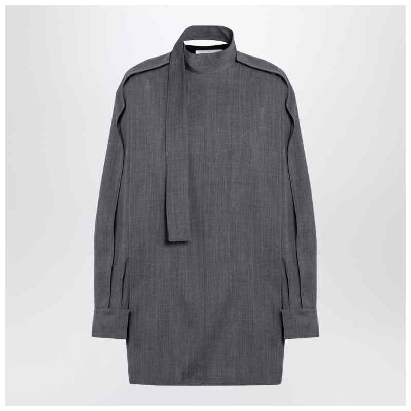 Jil Sander Grey wool shirt with scarf, theFeinheit