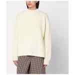 Jil Sander White ribbed crewneck sweater