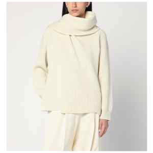 Jil Sander Ivory sweater in wool with scarf