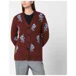 Jil Sander Brown cardigan with floral inlay