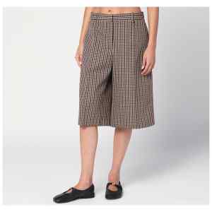 Jil Sander Brown check wool bermuda shorts