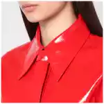 Jil Sander Shiny linen shirt with red tie