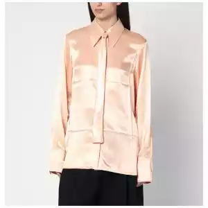 Jil Sander Shirt with pink tie in shiny viscose blend