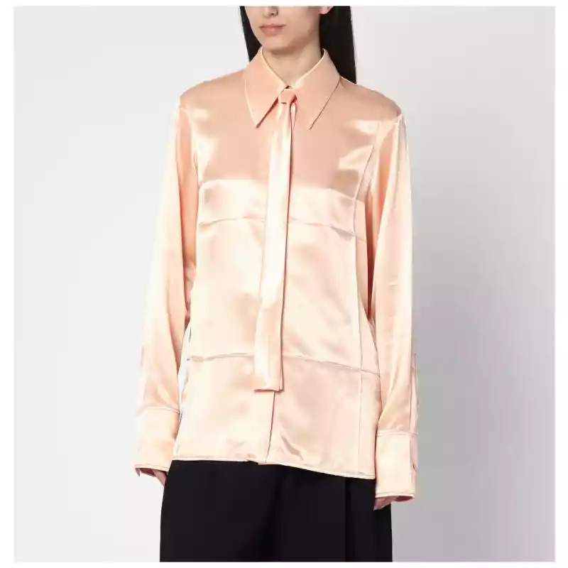 Jil Sander Shirt with pink tie in shiny viscose blend