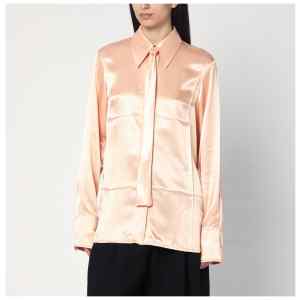 Jil Sander Shirt with pink tie in shiny viscose blend