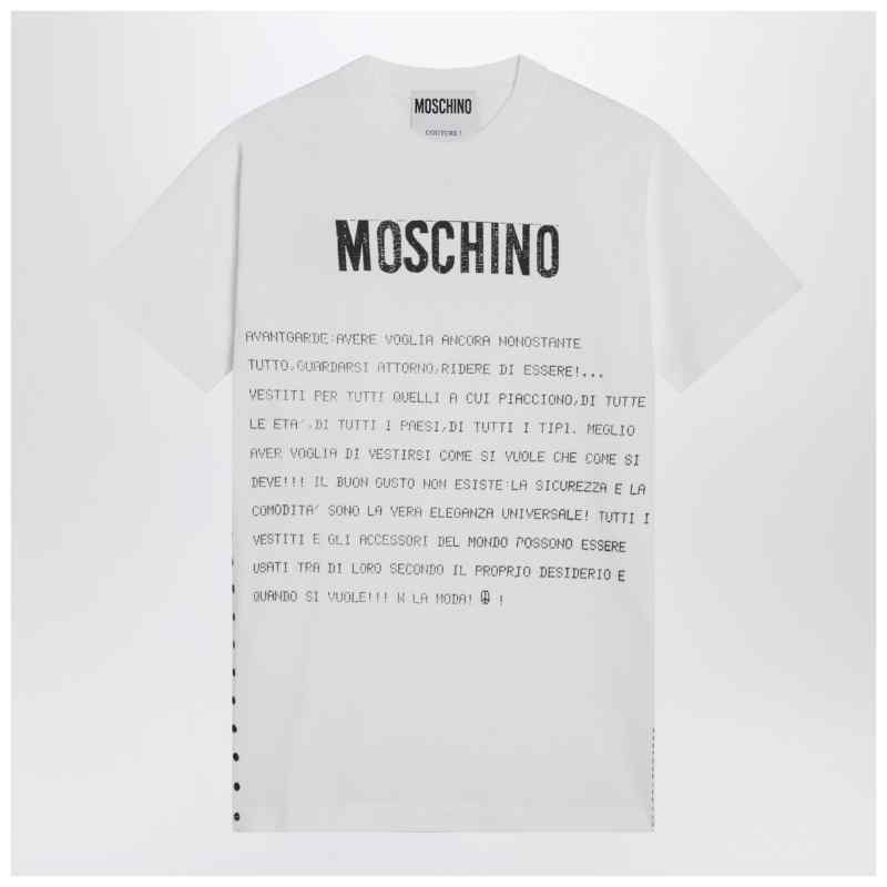 Moschino White cotton T-shirt with logo, theFeinheit