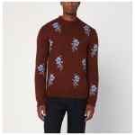 Jil Sander Brick-coloured alpaca sweater with embroidery
