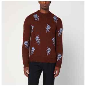 Jil Sander Brick-coloured alpaca sweater with embroidery