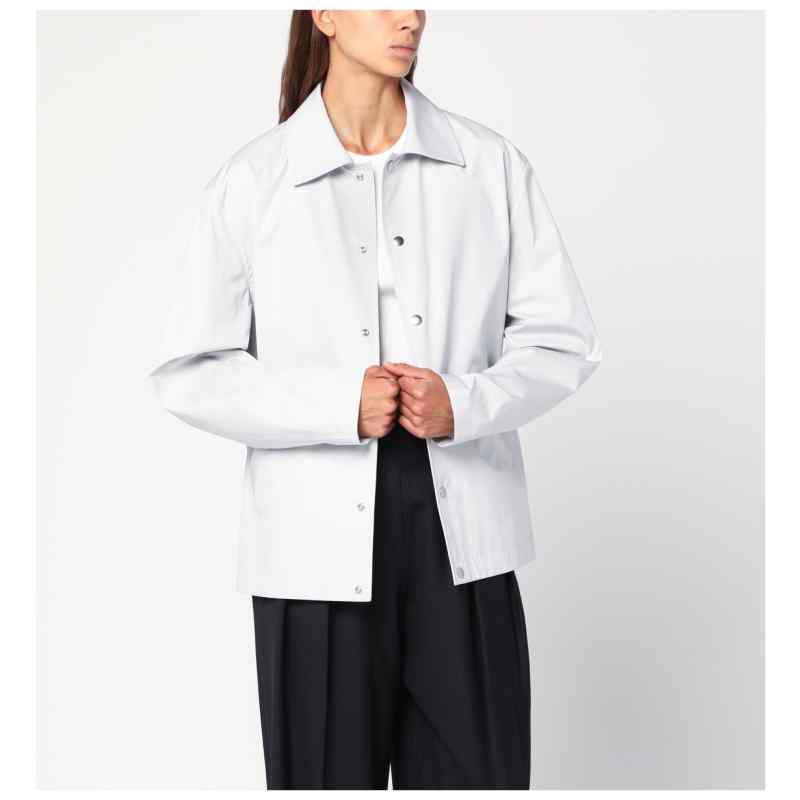 Jil Sander Light grey cotton taffeta jacket with logo Jil Sander Light grey cotton taffeta jacket with logo, theFeinheit