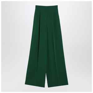 Max Mara Wide emerald green cady trousers