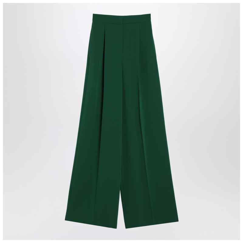Max Mara Wide emerald green cady trousers, theFeinheit