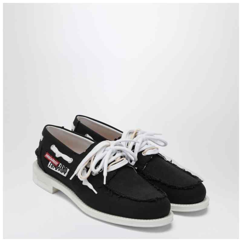 Magliano X D2 Black fabric boat shoes, theFeinheit