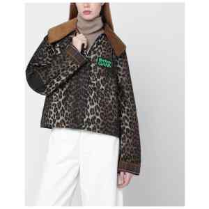 Barbour x GANNI Waxed windbreaker with leopard print