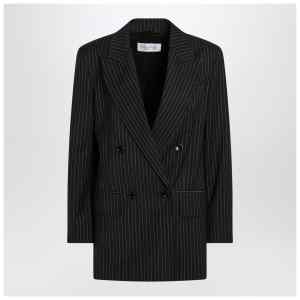 Max Mara Black pinstriped double-breasted wool jacket