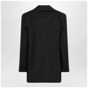 Max Mara Black pinstriped double-breasted wool jacket