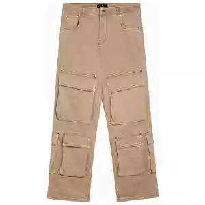 Represent R3Ca beige denim cargo trousers
