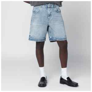 Represent Light blue washed-effect denim Bermuda shorts
