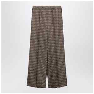 Max Mara Mud-coloured printed silk trousers