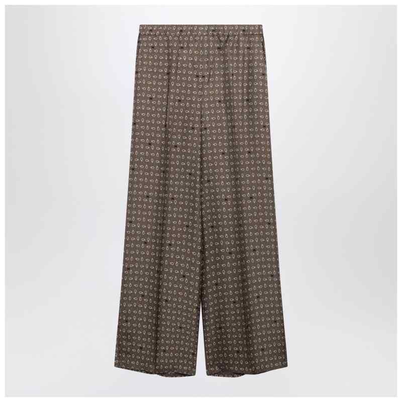 Max Mara Mud-coloured printed silk trousers, theFeinheit
