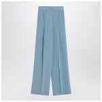Max Mara Pianoforte Wide-leg sky blue trousers in silk