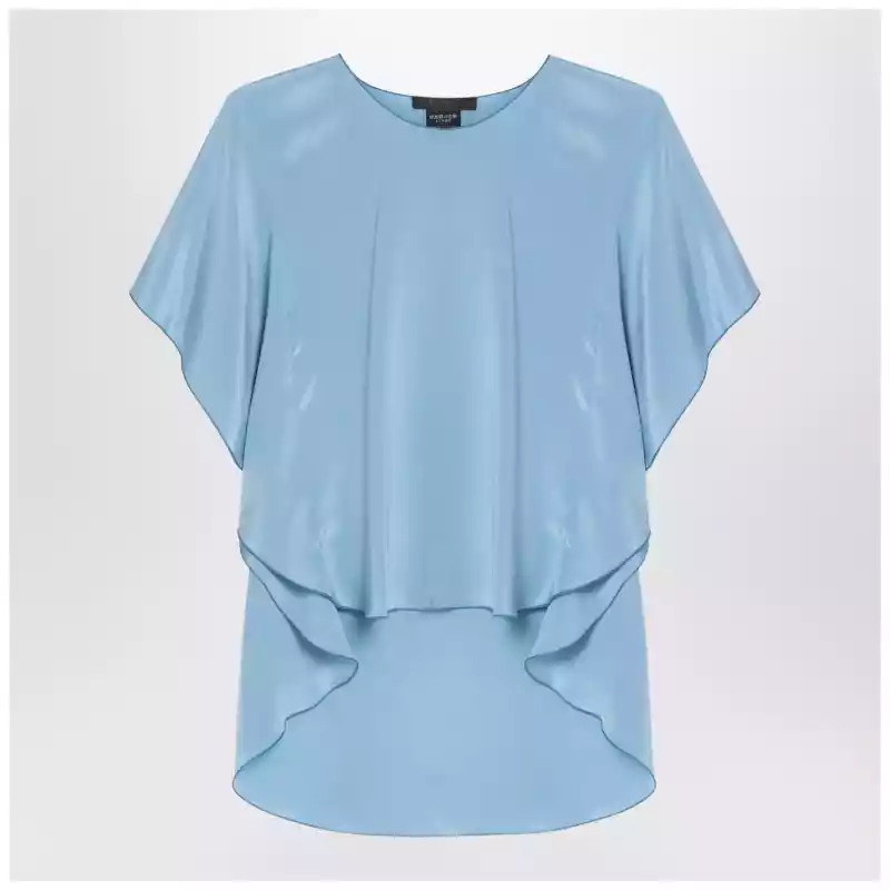 Max Mara Pianoforte Light blue flowy silk blouse