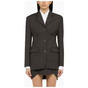 Off-White™ Grey single-breasted pinstripe jacket in wool blend