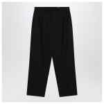 LEMAIRE Black drawstring pants in wool blend