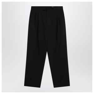 LEMAIRE Black drawstring pants in wool blend