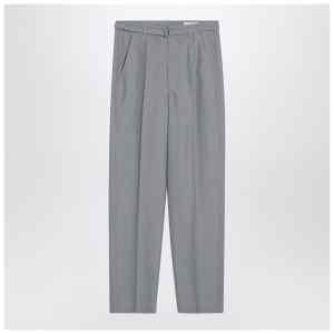 LEMAIRE Grey mélange trousers with belt