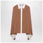 Max Mara Camel silk colour-block shirt