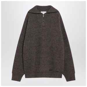 Maison Margiela Brown wool sweater with zip