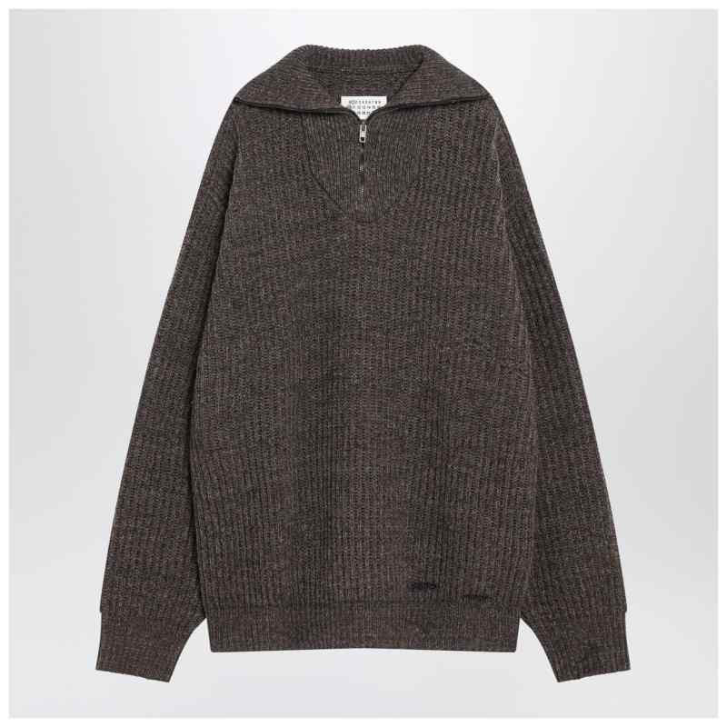 Maison Margiela Brown wool sweater with zip Maison Margiela Brown wool sweater with zip, theFeinheit