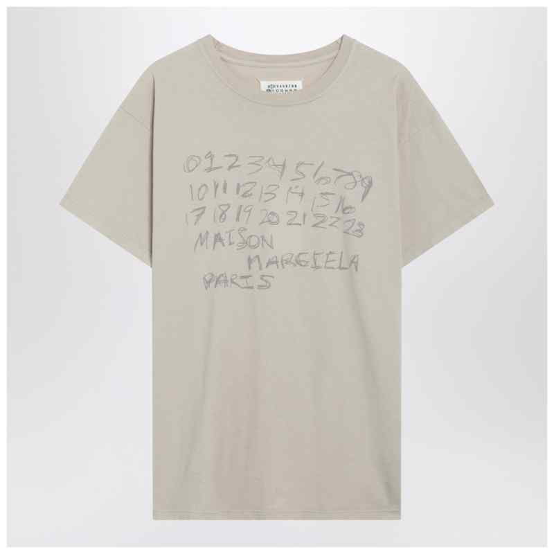 Maison Margiela Numeric sand-coloured cotton T-shirt, theFeinheit