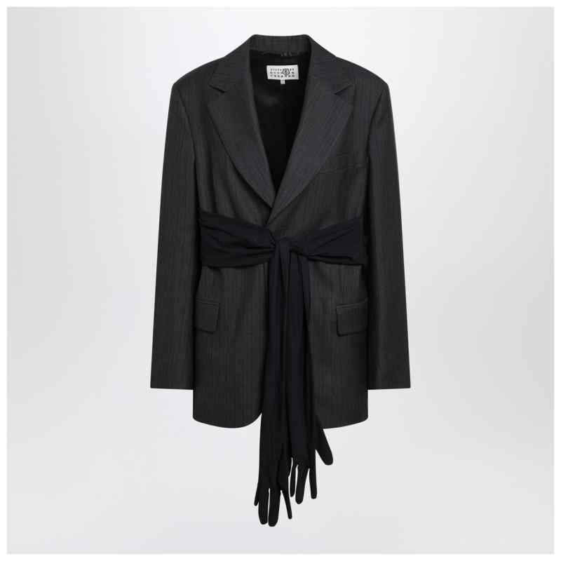 MM6 Maison Margiela Black wool-blend jacket with gloves, theFeinheit