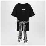 MM6 Maison Margiela Black cotton T-shirt with gloves